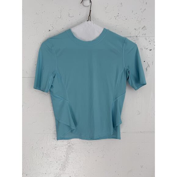Lululemon Shirt Women's Blue Back Vent Athletic Short Sleeve Lightweight - Picture 1 of 4